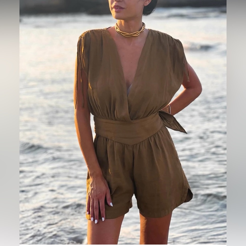 Zara Brown Linen Romper